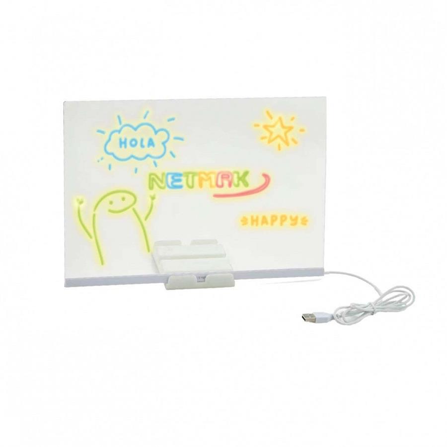 PIZARRA DE ACRILICO NM-PM101 LUMINOSA C/MARCADORES NETMAK